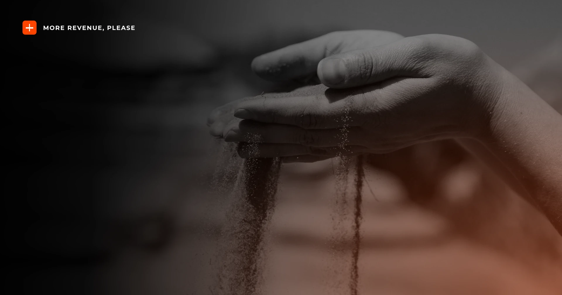 The Retention Illusion — Why Keeping Every Customer Still Loses Revenue: Hands letting sand slip through fingers, illustrating revenue eroding at renewal despite full customer retention